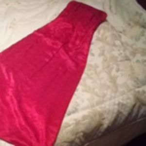 Red satin strapless dress